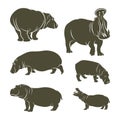 Set of Hippopotamus vector illustration design. Hippopotamus logo design Template Royalty Free Stock Photo