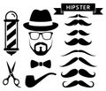 Set of hipster barber elements.