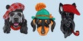 Vector Set 2 cartoon hipster dogs