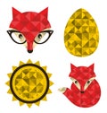 Set of hipster foxes. Royalty Free Stock Photo