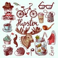 Set of hipster icons Royalty Free Stock Photo