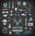 Set of hipster vintage retro chalk label and icon