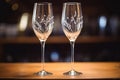 a set of his and hers wedding champagne flutes