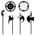 Set of historical halberd silhouettes