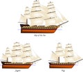 Set of historical wooden sailing warships Royalty Free Stock Photo