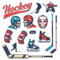 Hockey equipment in retro style