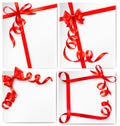 Set of holiday background with red gift bows Royalty Free Stock Photo