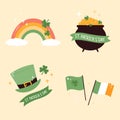 Set of holiday elements, symbols for St. Patricks Day Royalty Free Stock Photo