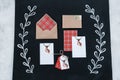 Set of holiday invitations with envelopes and cards with deer