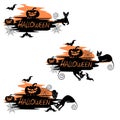 A set of holiday labels for Halloween with a black cat