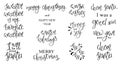 Set of holiday lettering. Vector Merry Christmas and Happy New Year quotes Royalty Free Stock Photo