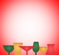 Set of Holiday or New Years Glasses on red backgroune