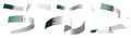 Set of holiday ribbons. Flag of algeria waving in wind. Separation into lower and upper layers. Design element. Vector on white Royalty Free Stock Photo