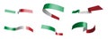 Set of holiday ribbons. Italian flag waving in the wind. Separation into lower and upper layers. Design element. Vector on a white