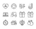 Set of Holidays icons, such as Airplane travel, Online shopping, Be true. Vector