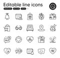 Set of Holidays outline icons. Contains icons as Only you, Surprise boxes and Fireworks elements. For website. Vector