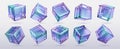 Set of holographic 3D glass cubes