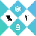 Set Holy grail or chalice, Jewish calendar, Star and crescent and Aspergillum icon. Vector Royalty Free Stock Photo