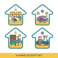 Set of From Home Activity Cartoon Vector
