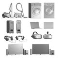 Set of Home Appliances / Electronics on White Royalty Free Stock Photo