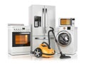 Set of home appliances. Refrigerator, washing machine, microwave