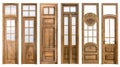 Set of home door, elements for, open and close isolated, on white background