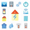 Set of Home, Intercom, Air conditioner, Water, Smart home, Window, Modem, editable icon pack