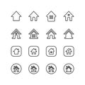 Set of home line icon design, black outline vector icons, isolated against the white background, house mark vector illustration. Royalty Free Stock Photo