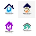 Set of Home pets Logo dog cat design vector template. Animals Veterinary clinic Logotype concept outline icon Royalty Free Stock Photo