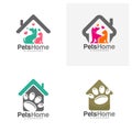 Set of Home pets Logo dog cat design vector template. Animals Veterinary clinic Logotype concept outline icon Royalty Free Stock Photo