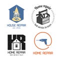 Set of home repair, house remodel vector icon, symbol, sign, logo