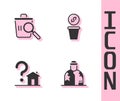 Set Homeless, Searching for food, House with question mark and Donation money icon. Vector