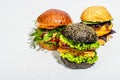 Set of homemade fish burgers. Fresh ingredients, ripe vegetables, fast food concept Royalty Free Stock Photo