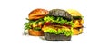 Set of homemade fish burgers. Fresh ingredients, ripe vegetables, fast food concept Royalty Free Stock Photo