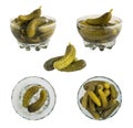 Set of Homemade Pickled Gherkins or Cucumbers Isolated Royalty Free Stock Photo
