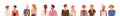 Set of homosexual and heterosexual parners. Collection of faceless couples. Young modern people talking and looking at Royalty Free Stock Photo