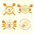 Set of honey colored vector emblems Royalty Free Stock Photo