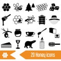 Set of honey theme black icons