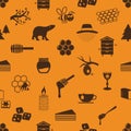 Set of honey theme icons seamless pattern