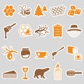 Set of honey theme stickers icons