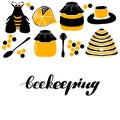 Set of honeycombs, beehive, bee,