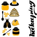 Set of honeycombs, beehive, bee,