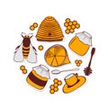 Set of honeycombs, beehive, bee,