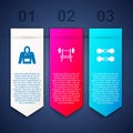 Set Hoodie, Bench with barbell and Dumbbell. Business infographic template. Vector