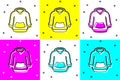 Set Hoodie icon isolated on color background. Hooded sweatshirt. Vector