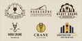 set of hook crane logo vintage vector illustration template icon graphic design. bundle collection of various retro construction