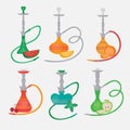 Set of hookah icons. Labels for nargile shop or shishe lounge. Fruit flavor of tabacco Royalty Free Stock Photo