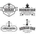 Set of hookah labels, badges and design elements. Hookah club. Shisha bar. Hookah lounge logo. Hookah pipes Royalty Free Stock Photo