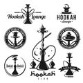 Set of hookah labels, badges and design elements