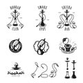 Set of hookah labels, badges and design elements. Royalty Free Stock Photo